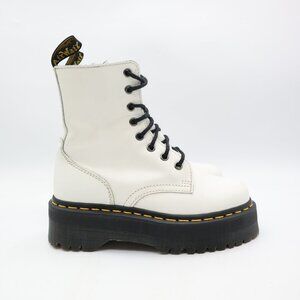 Doc Dr. Martens Jadon Platform Boots Women's Size 6 White Leather Lace Up Zip